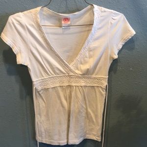 Curious Gypsy white crochet trim shirt